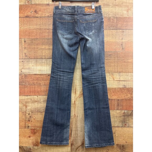 Seven7 Womens Bootcut Jeans Size 25 Distressed Denim with Rhinestone Pocket Acce - Picture 5 of 9
